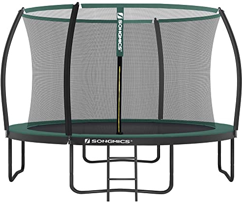 SONGMICS Trampoline, 8FT / 10FT / 12FT Trampoline. Kids Outdoor Trampoline with Enclosure Net, Safety Pad, Ladder