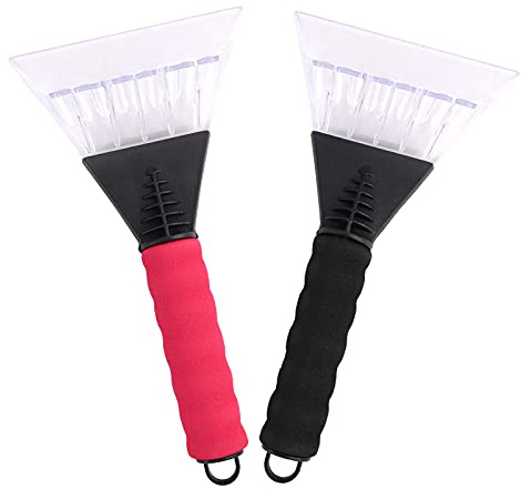 Ice Scraper 2 Pieces Ice Scraper for Cars Winter Care Windscreen Ice Scraper with Soft Grip No Scratches Windscreen Scraper Snow Removal Frost Scraper non-slip Comfort Foam Grip for Car Snow shovelf