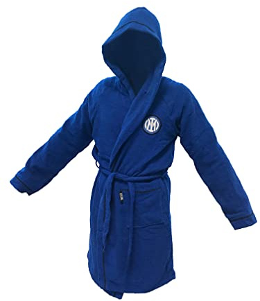 Inter F.C Accappatoio In Microspugna, Logo Nuovo, 100% Cotone, Taglia XXL, Busta Salvaspazio, Prodotto Ufficiale, Blu, 52