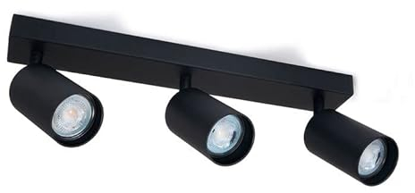 LumenTEC LED Deckenstrahler, LED Drehbar Deckenlampe, Wandstrahler 3-flammig, Schwarz, für GU10 Strahler, SPOTI (Schwarz 3-Flammig)