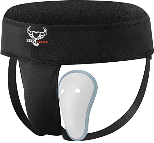 Boxe inguine Guardia Coppa Uomini Assorbente Il sudore Ventilato Regolabile Sparring inguine Protector Jockstrap Taekwondo Karate Allenamento Biancheria intima Jiu Jitsu (Nero, XL)