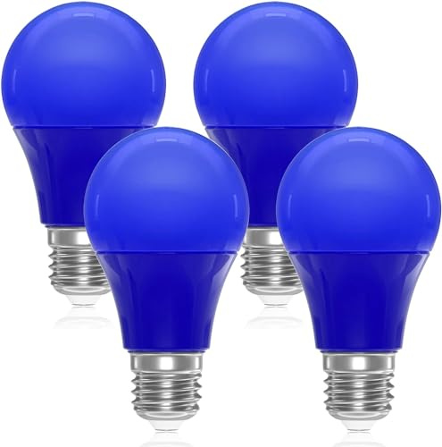 DoRight 9W Blå LED-Lampor E27 A19 Blå LED-Filamentlampa E27 Färglampa 60W Motsvarar Icke Dimmbar för Bröllop Halloween Jul Party Bar Dekoration Belysning (4-Pack)
