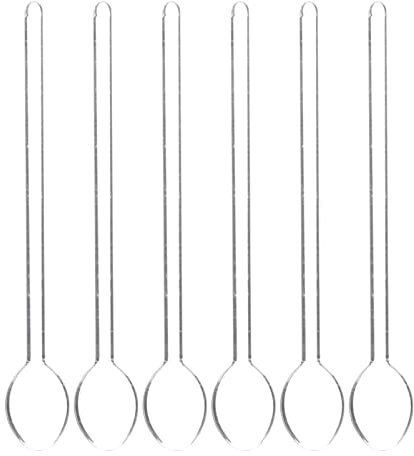 Lot de 6 cuillères mélangeuses en verre de 14,2 cm – Cuillères à café transparentes résistantes à la chaleur pour thé, lait, dessert – Passe au lave-vaisselle – Idéal pour la maison, les cafés, les
