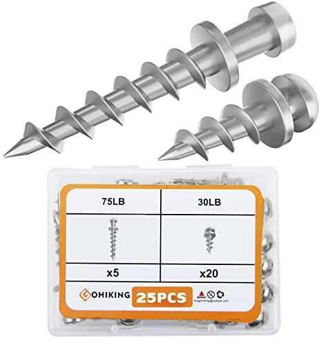 Bear Claw Hanger Screws Hanger Sliver- 30lb&75lb Picture Hooks - 4-in-1 Hanging Screws for D-Rings, Sawtooth, Wire and Keyholes - Mounts in Drywall and Wood Studs (30&75lbs-25pcs) (Silver)