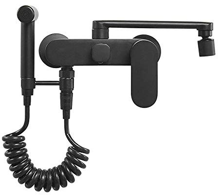PEHUB Bidet-Sprüher-Wasserhahn-Set, Messing, Schwarz, Hand-Wc-Bidet-Aufsatz, Drucksprüher, Wandmontage, Tragbares Dusch-Sprüh-Sett Kaltem Und Heißem Wasser