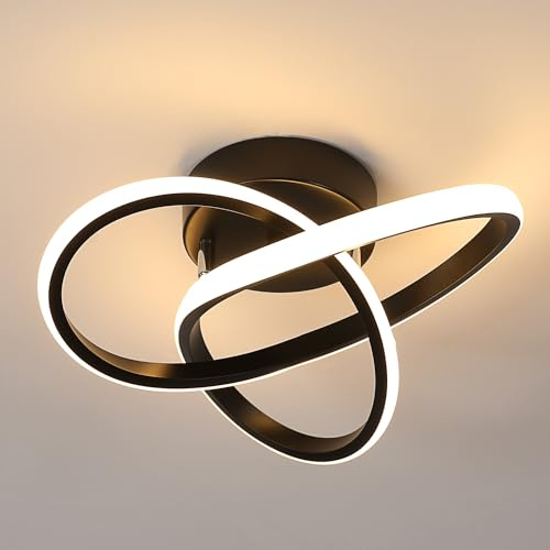 Comely LED-tak, 30W 3375LM svart akryl takljus, modern kreativ LED-takljus i form av sovrum vardagsrum kök, vit värme 3000K diameter 30 cm