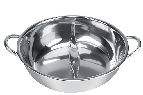 Leopacat Pentola Calda, Yuanyang Shabu Shabu in Acciaio Inossidabile, Pentola con Divisore Doppia Divisa Compatibile Pentole per Zuppa Pentole per Piano Cottura Induzione Fornello a Gas