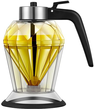 Sadodo Diamant Honigspender,Sirup Spender, 200 Ml Honiggläser,Honigglas Ölkrug,Honigflasche,Presstyp,Honigtopf,Tropffrei, Ahornsirupspender für Honig, Speiseöl, Olivenöl, Essig, Soßen