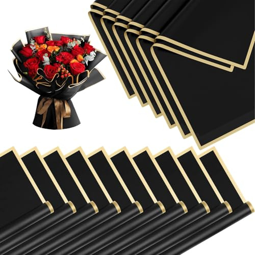 20 Pezzo Carta Regalo, Carta per Fiori, Decorazione Carta da Regalo, per Fiori, Matrimoni, Compleanni ( Nero )