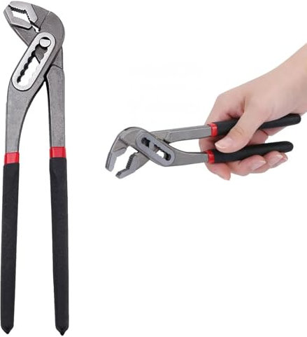 Alicates de Bomba de Agua, Alicates Extensible, Alicate de Pico de Loro, Tenaza para Bombas de Agua, Llave Pico Loro, Alicates Curvos para Bomba de Agua Ajustable en 7 Posiciones, 250 x 46 mm