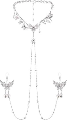 BARMI Nipple Clips for Women Non Piercing - Fashionable Nipple Clamps with Chain Necklace That Bring Fun, Style, and Your Sensual Collection of Accessories