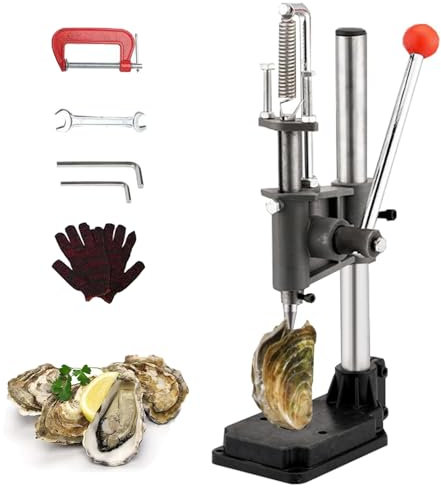 Juego De Herramientas para Descascarar Ostras, Máquina Abridora De Almejas De Ostras, Totalmente De Metal Duradero, Juego De Herramientas para Descascarar Ostras De Altura Ajustable, Máquina Abridora