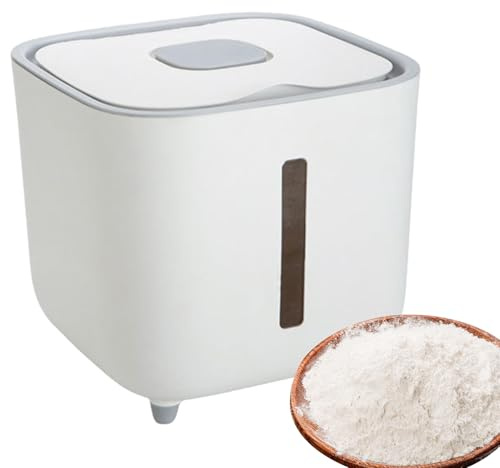 Dispensador de arroz: contenedor de almacenamiento de cereales de 10 kg, ventana transparente de gran capacidad de gran capacidad, contenedor de harina de alimentos secos, organizador de alimentos par