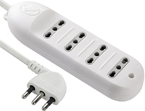 Electraline 62013 Multipresa 4 Posti Bivalenti 10/16A - Cavo 1,5 mt Bianco