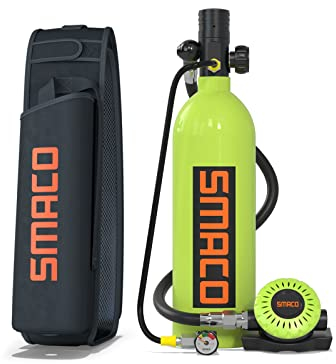 SMACO S400 Pro Bombona de Buceo Pequeñas Portatil Mini Botella de Buceo de 1 Litro con Capacidad de 15-20 Minutos Tanque de Buceo Recargable for Viajes Nadar Rescate