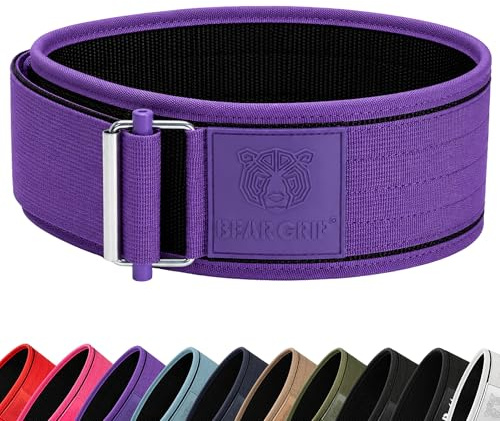 Björngrepp – självlåsande viktlyftningsbälte, premium tyngdlyftningsbälte för crossfit, kraftlyftning, bodybuilding, lyftbälte för män och kvinnor, träningsbälte för lyftning (lila, S)