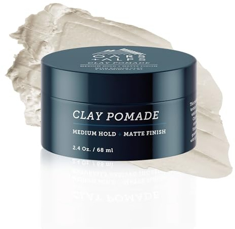 Oars + Alps Clay Hair Pomade for Men with Biotin, Kaolin Oil, Bentonite Clay, Jojoba Oil, Vitamin B7 & B5, Promotes Hair Growth, Medium Hold, Matte Finish, Reduces Frizz, 2.4oz