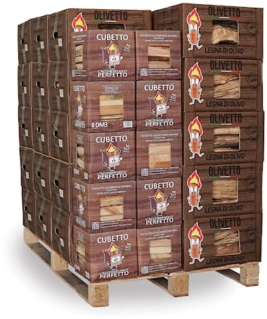 Legna da ardere di olivo + Legnetti accendifuoco (Olivetto + Cubetto) (35+10)