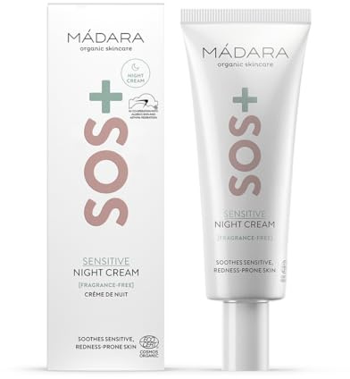MÁDARA Organic Skincare | SOS + Sensitive Night Cream, 70ml – Calming Moisture for Sensitive, Redness-Prone Complexions, Dermatologically Proven to Soothe Redness, Fragrance and Colourant-Free