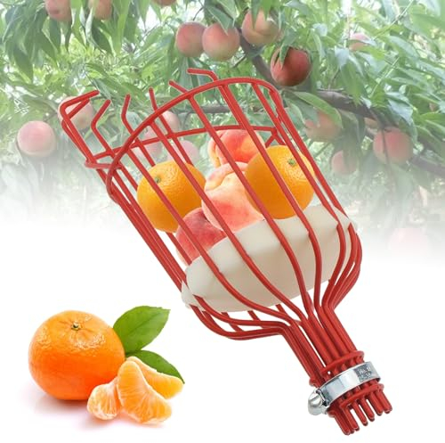 Omninmo Twist-On Fruit Picker Basket, Fruit Picker Head Basket for 28-30MM Diameter Poles, Fruit Tree Picker Tool for Apple Orange Mango Avocado Lemon Pear (Head Only, Pole Not Included)
