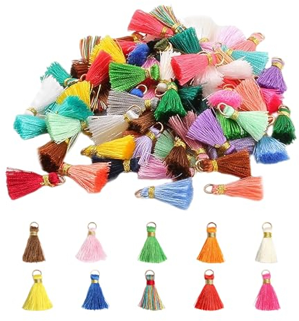 50 piezas de accesorios de borlas, borlas coloridas, mini borlas, accesorios de bricolaje, accesorios de ropa, adecuados para hacer llaveros, joyas, colgantes de bolso, accesorios para el hogar