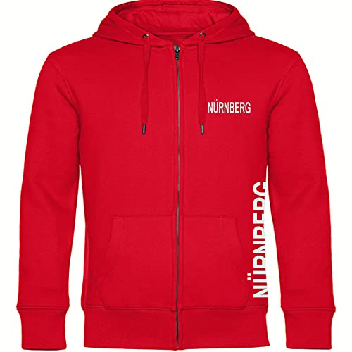 multifanshop Kapuzen Sweatshirt Jacke - Nürnberg - Brust & Seite - Druck weiß - Sweat Größe XL rot
