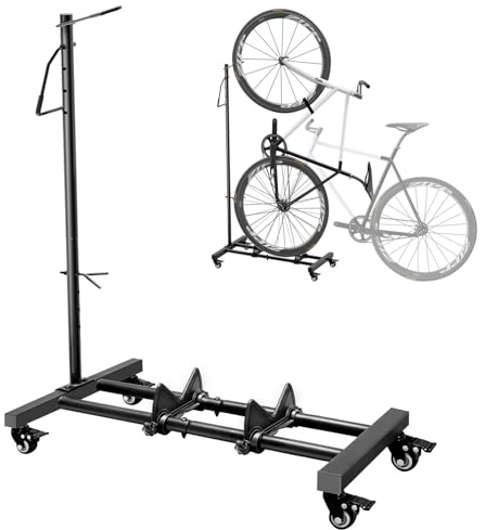 Mimoke Support de vélo avec roulettes - Pour VTT et vélos de route jusqu'à 29 pouces - Hauteur réglable - Peu encombrant - Idéal pour les appartements