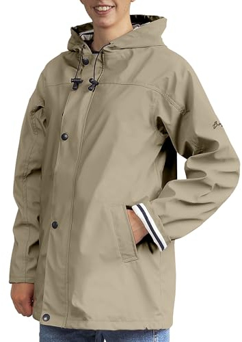 Breizh Ocean - Ciré, Veste Imperméable Femme, du XS au 4XL, Création Française ARMOR - Veste Femme avec Intérieur Rayé de Style Marinière - Manteau Femme