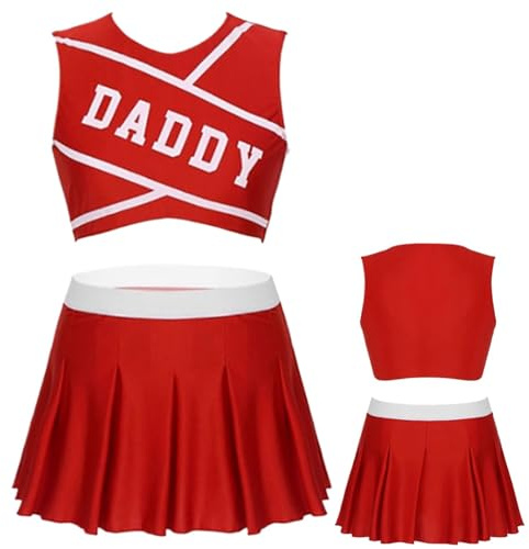 Zuasdvnk Cheerleader-Kostüm, Cheerleading-Kostüm für Damen, modisches Cheerleading-Outfit, sexy Outfit, bequeme Cheerleading-Uniform, Erntedankfest, Weihnachten