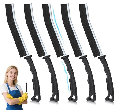 Alyvisun 5 Piezas Cepillo Limpieza Grietas, Cepillo Juntas Limpieza Hogar, Suelo de Cerdas Duras de Ranura para Grifo, Ventanas y Tapa de Inodoro