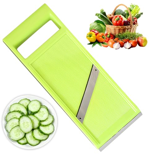 Gurkenhobel, Edelstahl Gurkenschneider Gemüse Mandolinenschneider Gurkenhobel Dünne Scheiben Gurkenreibe Küchenhobel, GemüSehobel mit Ergonomischem Griff, Geeignet für Karotten Und Gurken (Grün)