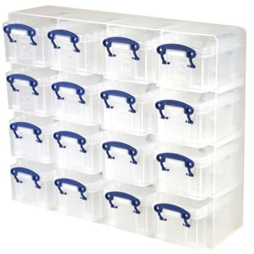 Really Useful Box Plastic Storage Organiser 0.3 Litre Pack Of 16 - Color: Clear