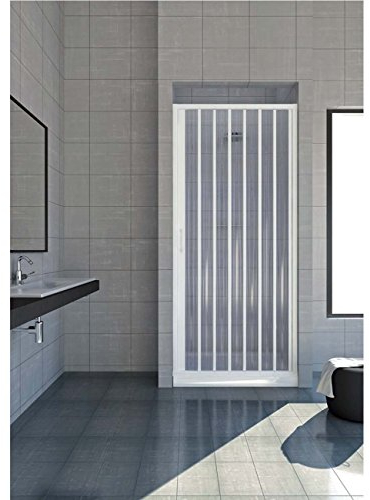 Cabina de ducha extensible de PVC a un lado, puerta única apertura lateral 120/130 cm