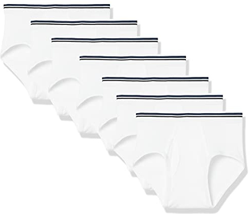 Amazon Essentials Slip in Cotone Traspirante Senza Etichette Uomo, Confezione da 7, Bianco, XXL