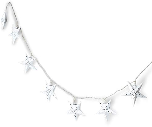 levandeo Lichterkette LED Weiß 10 Sterne Stars Licht Lichter Beleuchtung Batterie Deko Wanddeko Tischdeko Lampionkette Lampion Weihnachtsdeko
