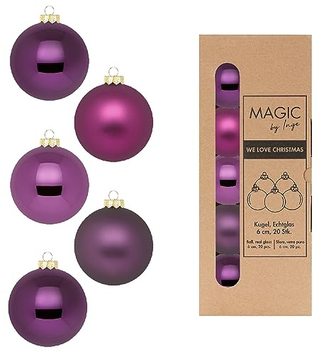Weihnachtsbaumkugeln-Inge Glas-Purple Deluxe-Lila-6cm-20 Stück