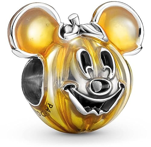 Pandora Disney Mickey Pumpkin sterling silver charm with transparent orange enamel