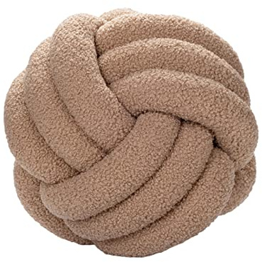 Bigougem Knot Ball Pillow, Knotted Ball Throw Pillow Ultra Soft Companionship Decorative Hand-woven Knotted Ball Lamb Velvet Sofa Cushion, Knot Cushion, Sofa Pillow Khaki