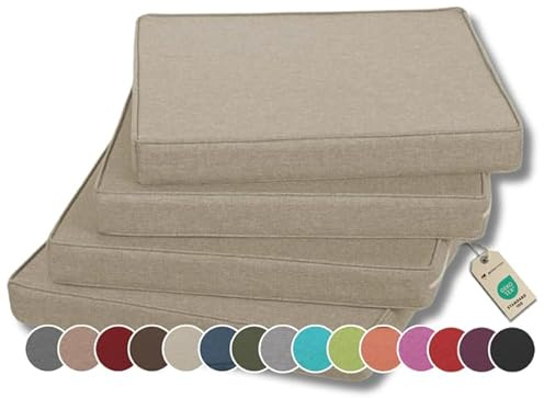 Gutekissen Coussin de Chaise Coussin d'assise pour chaises/bancs pour la Maison et Le Jardin Coussin de Jardin Coussin d'assise Plusieurs Couleurs FK5 (45x45, Crème, 4)