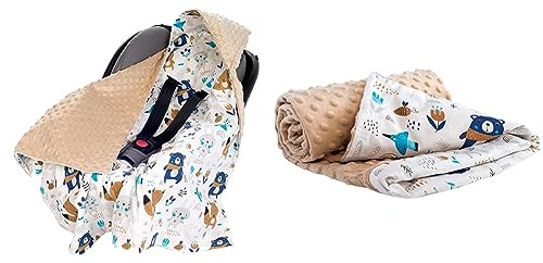 Medi Partners Einschlagdecke 100% Baumwolle 85x85cm Kuscheldecke & Krabbeldecke 100% Baumwolle 75x100cm doppelseitig multifunktional Minky Kuscheldecke