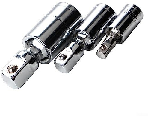 Universalgelenk und Stecknuss-Adapter, 3 Stück, Gelenk, für 360 Grad Winkel, Verlängerungsstange, Stecknuss-Adapter, hohes Drehmoment, 1/4 Zoll, 3/8 Zoll, 1/2 Zoll