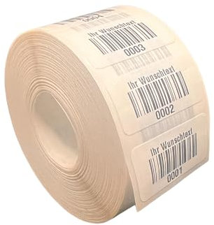 Inventaretiketten Ihr Wunschtext Universal Etiketten 30x15mm fertig bedruckt 4 bis 6 Stellig 1000Etiketten/Rolle