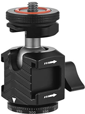 Rótula de Bola para Trípode, Minirótula de Bola Giratoria de 360° con Soporte de Zapata Fría de 1/4 para Trípode, Palo de Selfie, Cámara DSLR, Jaula para Cámara