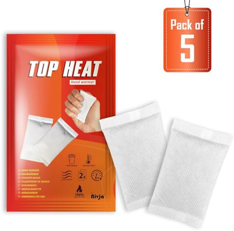 TOP HEAT Handwärmer - 5 Paar - 8 Stunden warme Hände - Hand Wärmepads - luftaktiviert - Sofortige Wärme - 100% natürliche Wärme - Taschenheizung - Sofort einsatzbereit