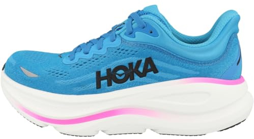 Hoka Women's Bondi 9 Running Shoes, Skyward Blue/Neon Fuchsia, 7