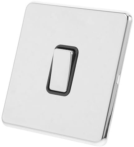 ETHZZLE Moderner Lichtschalter Mit Gebürstetem Edelstahl-finish, Schraubenloses Design, Einzelner Kippschalter, Einzelner Lichtschalter Aus Stahl, Schraubenlose Platte