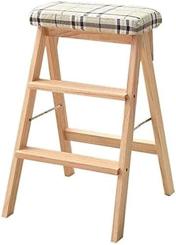 Marchepied pliable en bois massif pour adultes, chaise échelle de cuisine portable avec banc haut, repose-pieds domestique avec escabeaux, robuste et pratique.