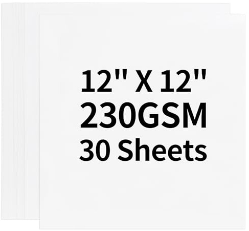 30 hojas de cartulina blanca de 30 x 30 cm (12 x 12 pulgadas), gramaje alto de 230 g/85 lb, ideal para álbumes de recortes, manualidades y tarjetas de visita. UAP05WH030