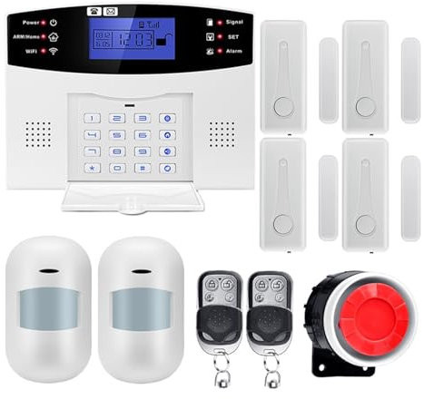 Système de sécurité Domestique, Système d'alarme de sécurité Domestique sans Fil, GSM, for Application Tuya, avec détecteur de Mouvement, Compatible avec Alexa et Google(G2BT3)