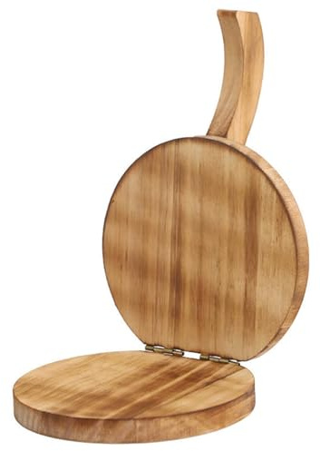 Prensa de tortilla de madera, prensa redonda para tortillas de harina, prensa de masa de 5.5 pulgadas que ahorra mano de obra con asa, prensa reutilizable para hacer tortillas para cocina (marrón)